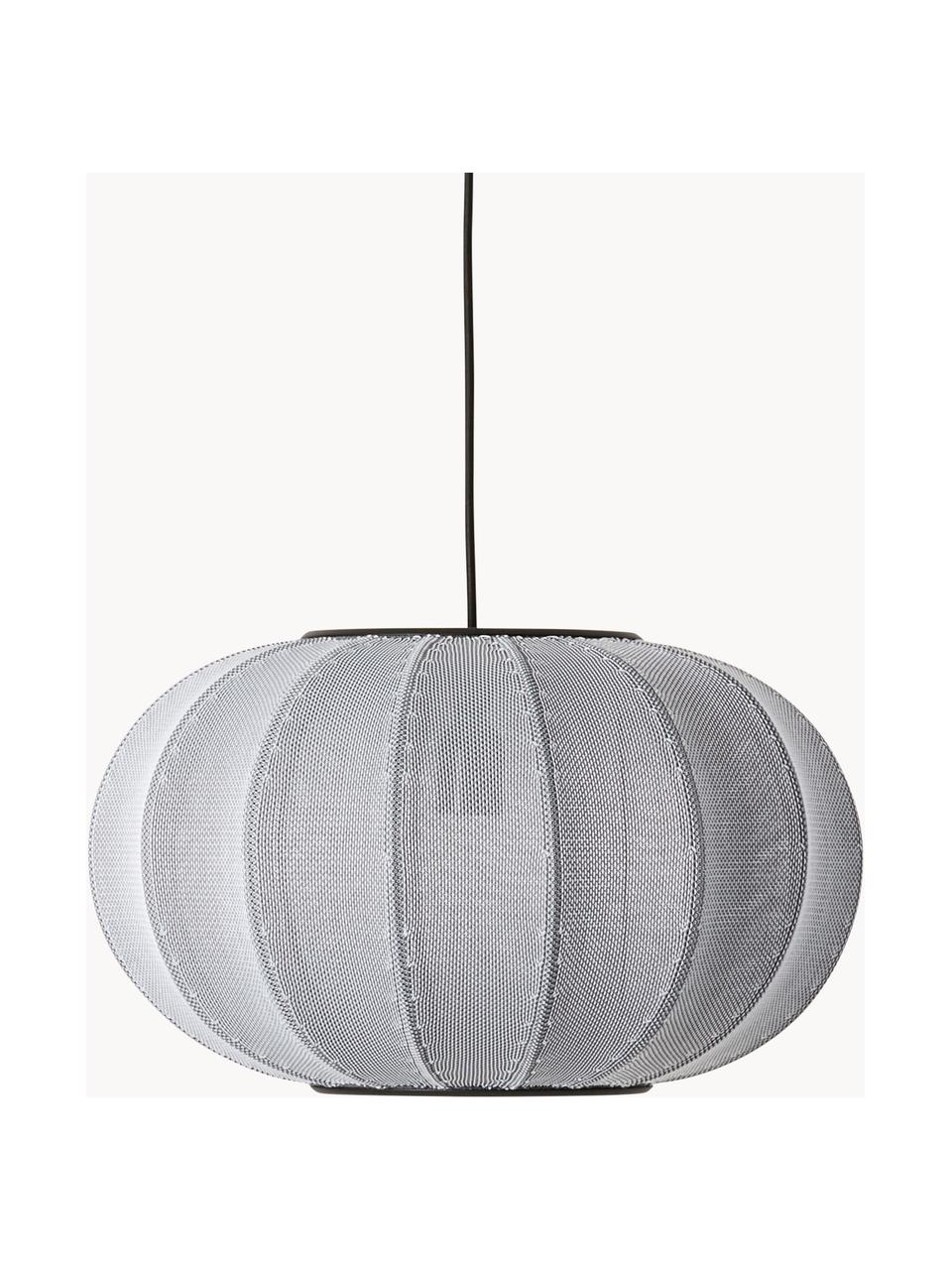 Hanglamp Knit-Wit, Lampenkap: kunstvezel, Decoratie: gecoat metaal, Lichtgrijs, Ø 45 x H 26 cm