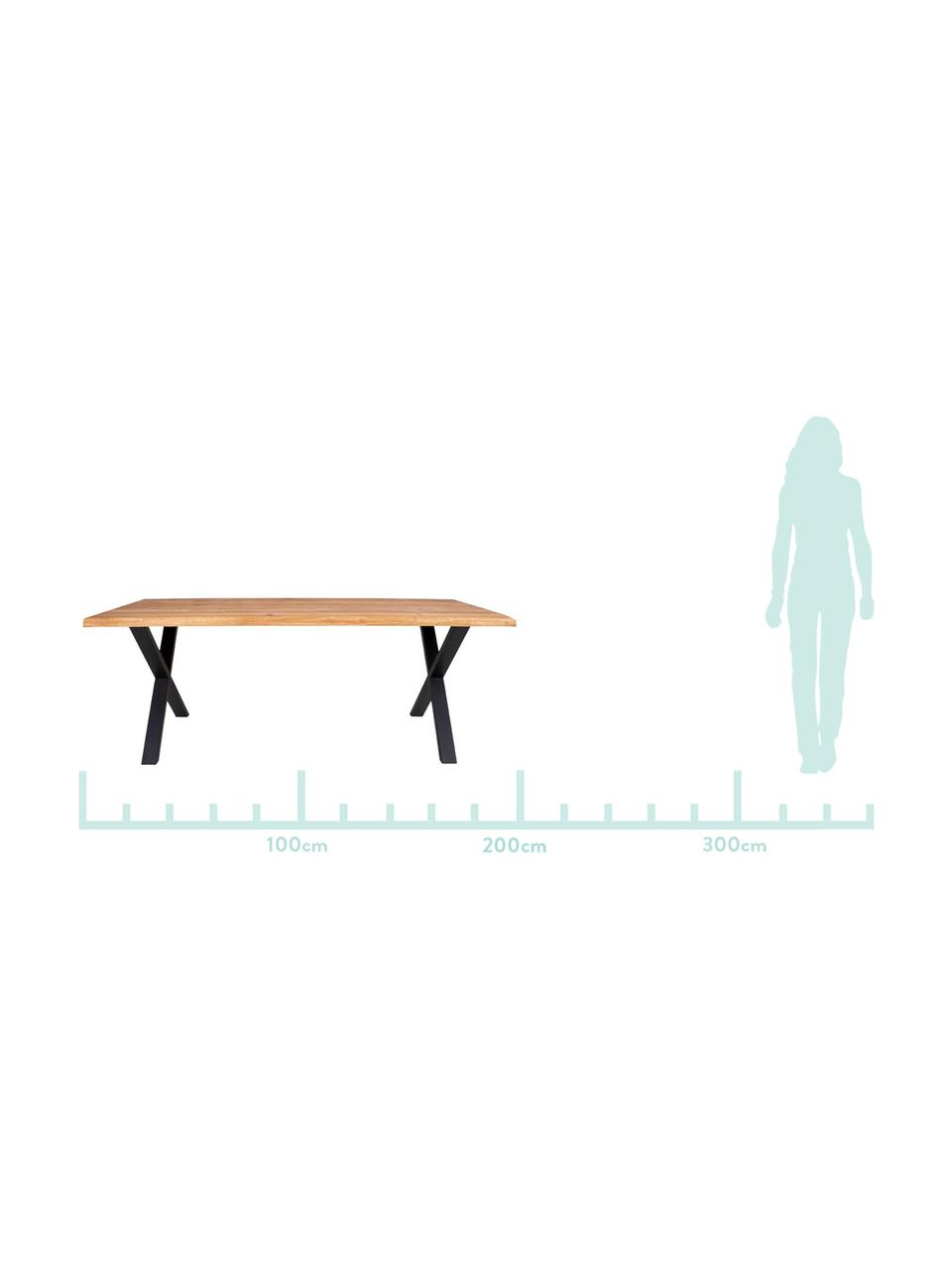 Mesa de comedor Toulon, Tablero: madera de roble, Patas: acero, Natural, An 200 x F 76 cm