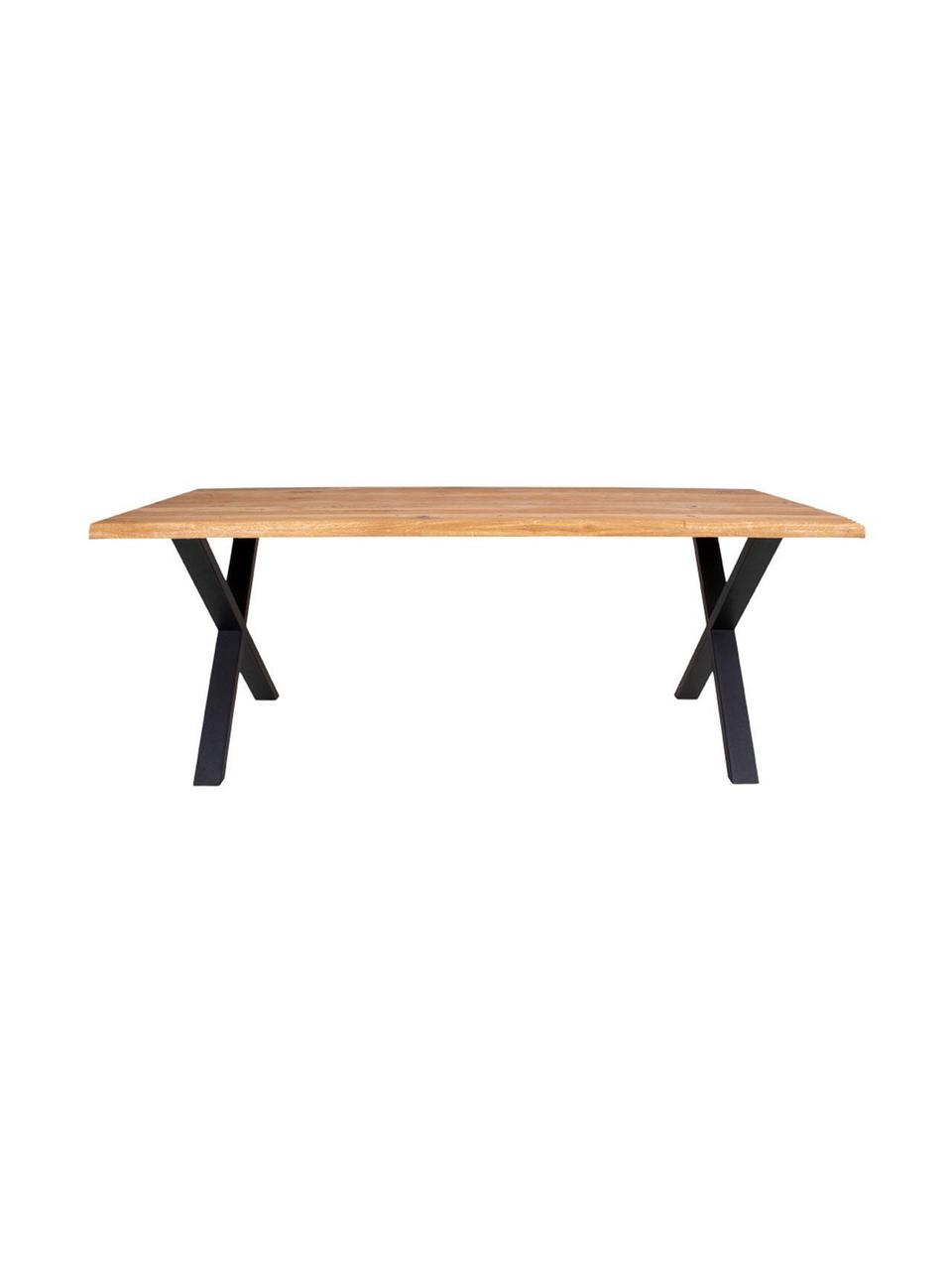 Mesa de comedor Toulon, Tablero: madera de roble, Patas: acero, Natural, An 200 x F 76 cm