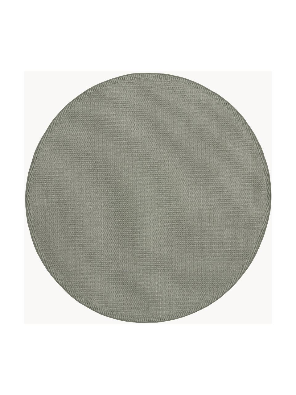 Okrągły dywan wewnętrzny/zewnętrzny Toronto, 100% polipropylen, Szałwiowy zielony, Ø 120 cm (Rozmiar S)