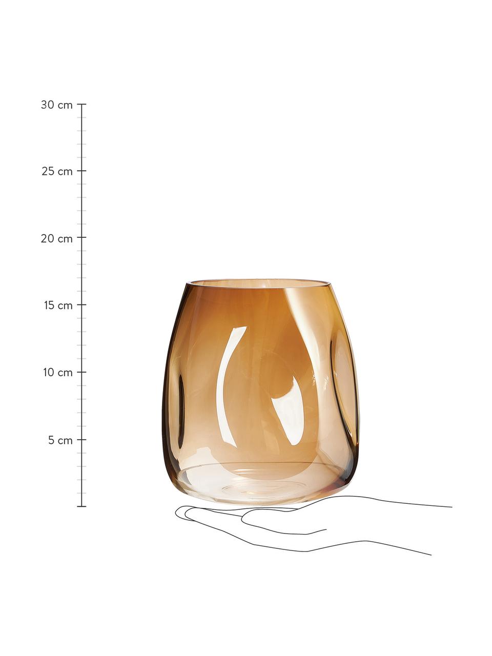 Ručně foukaná skleněná váza Luster, Foukané sklo, Šampaň, Ø 17 cm, V 17 cm