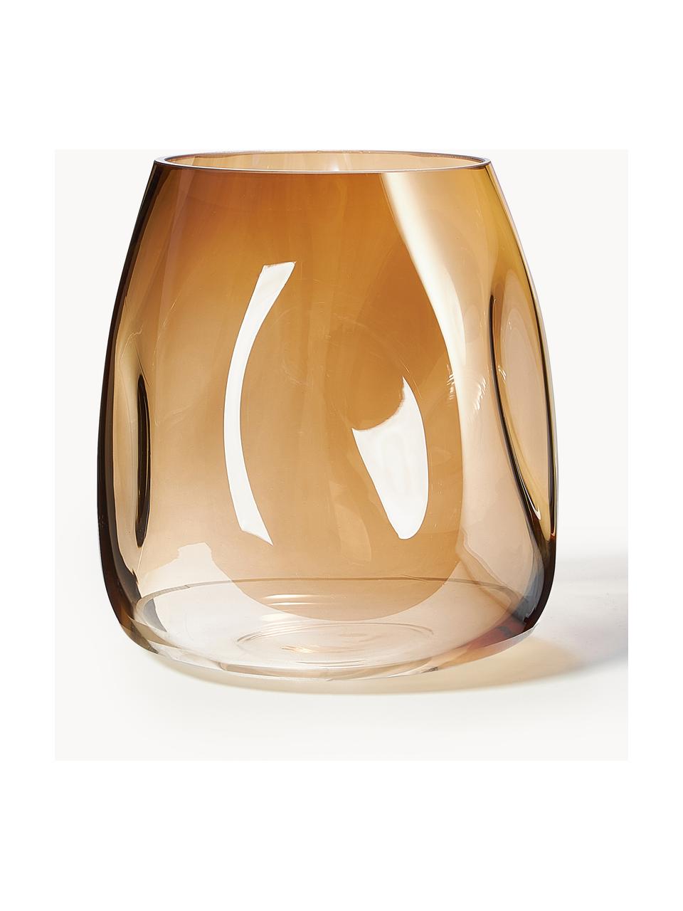 Ručně foukaná skleněná váza Luster, Foukané sklo, Okrová, Ø 17 cm, V 17 cm