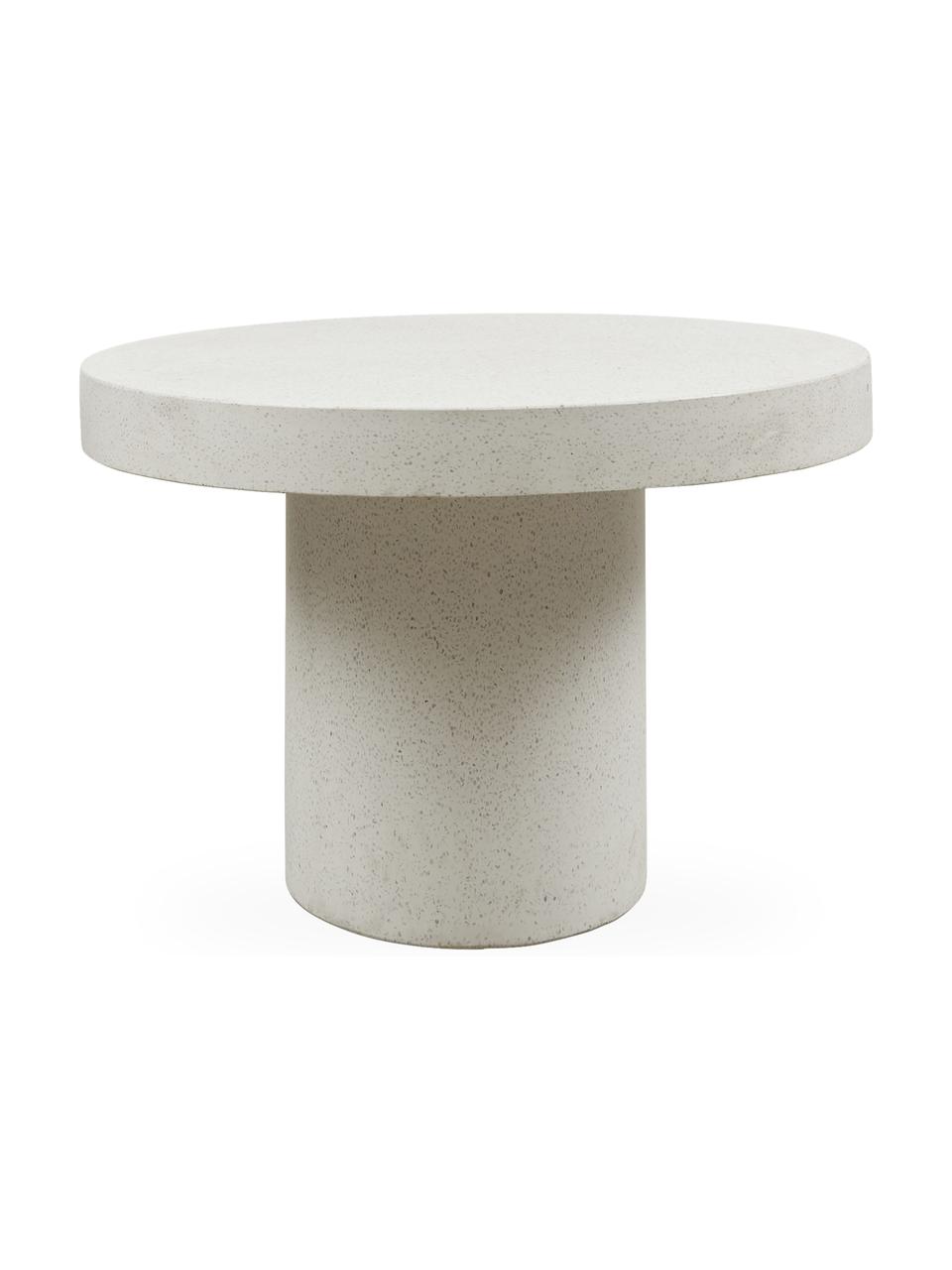 Table de jardin ronde Barbera, Ø 110 cm, Ardoise, métal, enduit, Blanc, Ø 110 x haut. 75 cm