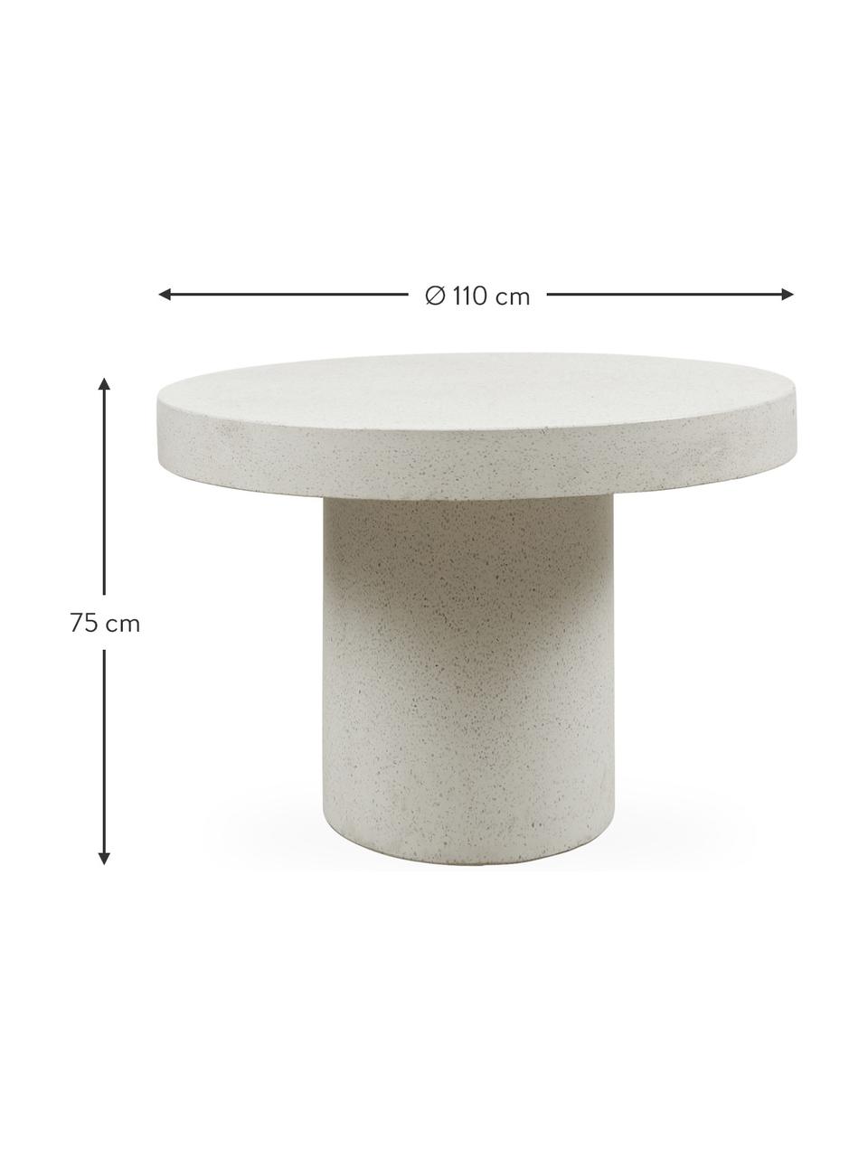 Table de jardin ronde Barbera, Ø 110 cm, Ardoise, métal, enduit, Blanc, Ø 110 x haut. 75 cm