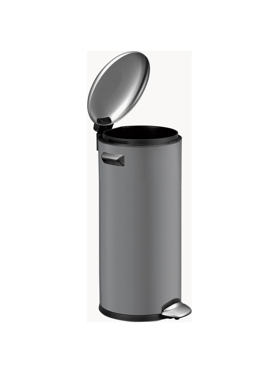 Abfalleimer Belle Deluxe mit Pedal-Funktion, 30 L, Behälter: Stahl, beschichtet, Grau, Ø 29 x H 69 cm, 30 L