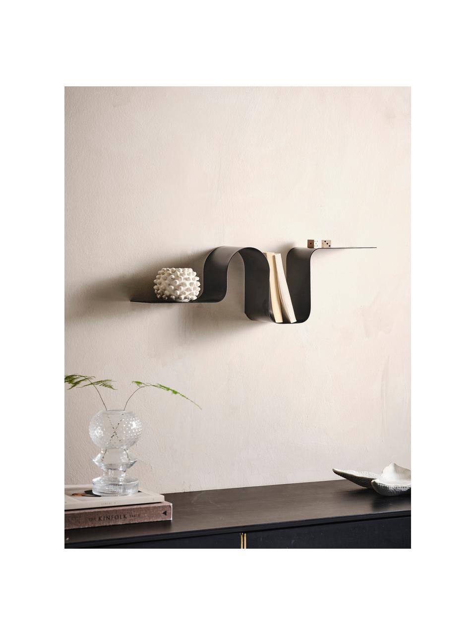 Estante de pared de metal Caterpillar, Metal recubierto, Negro, An 64 x Al 19 cm