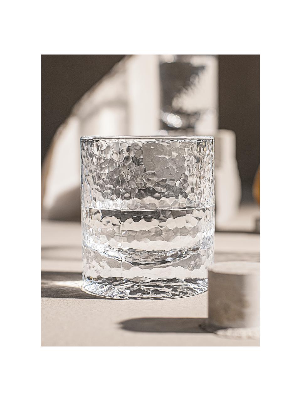 Bicchieri acqua con superficie in rilievo Forma 2 pz, Vetro, Trasparente, Ø 9 x Alt. 10 cm, 300 ml