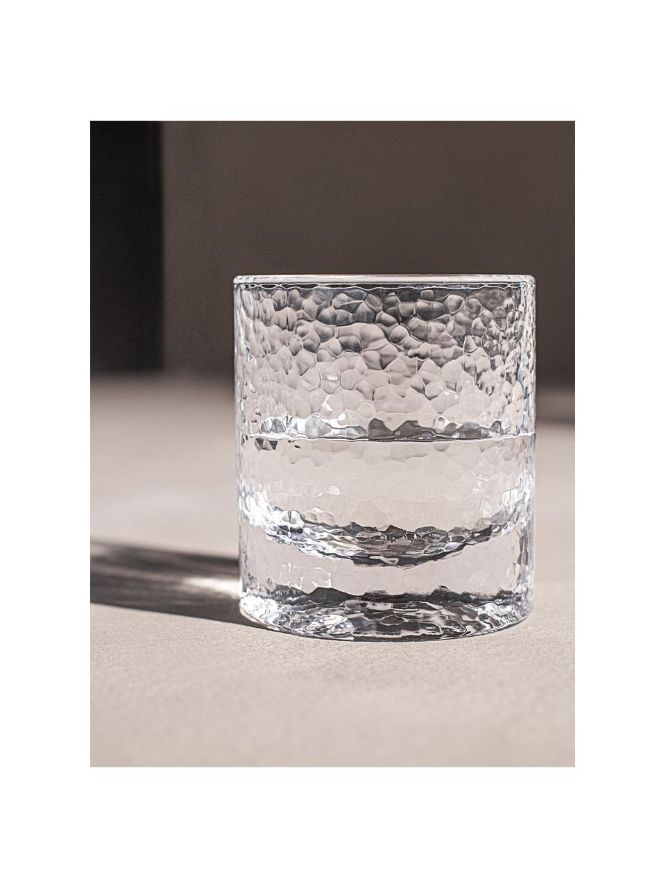 Bicchieri acqua con superficie in rilievo Forma 2 pz, Vetro, Trasparente, Ø 9 x Alt. 10 cm, 300 ml