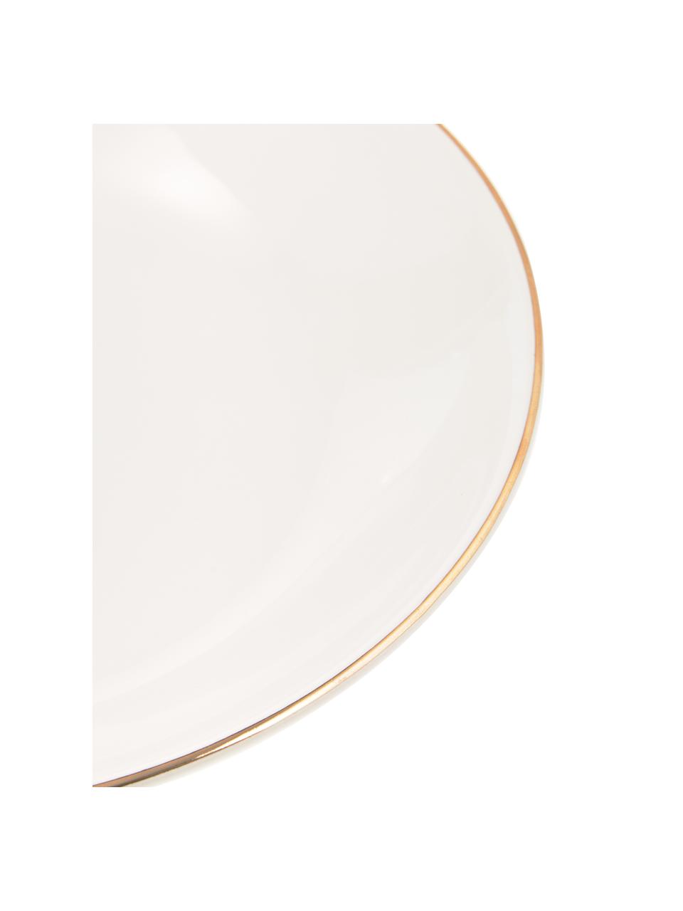 Ręcznie wykonany talerz głęboki Allure, 6 szt., Ceramika, Biały, odcienie złotego, Ø 21 cm