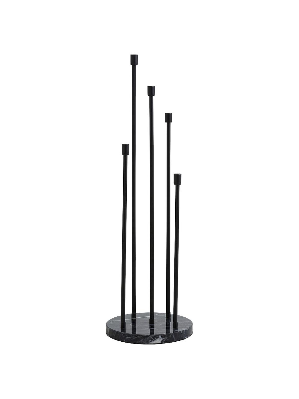 Candelabro grande de mármol Milos, Candelabro: metal recubierto, Negro, Ø 28 x Al 89 cm