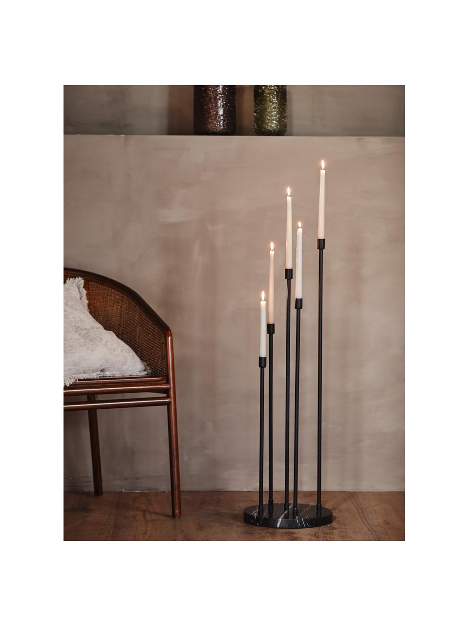 Candeliere grande con base in marmo Milos, Candelabro: metallo rivestito, Nero, Ø 28 x Alt. 89 cm