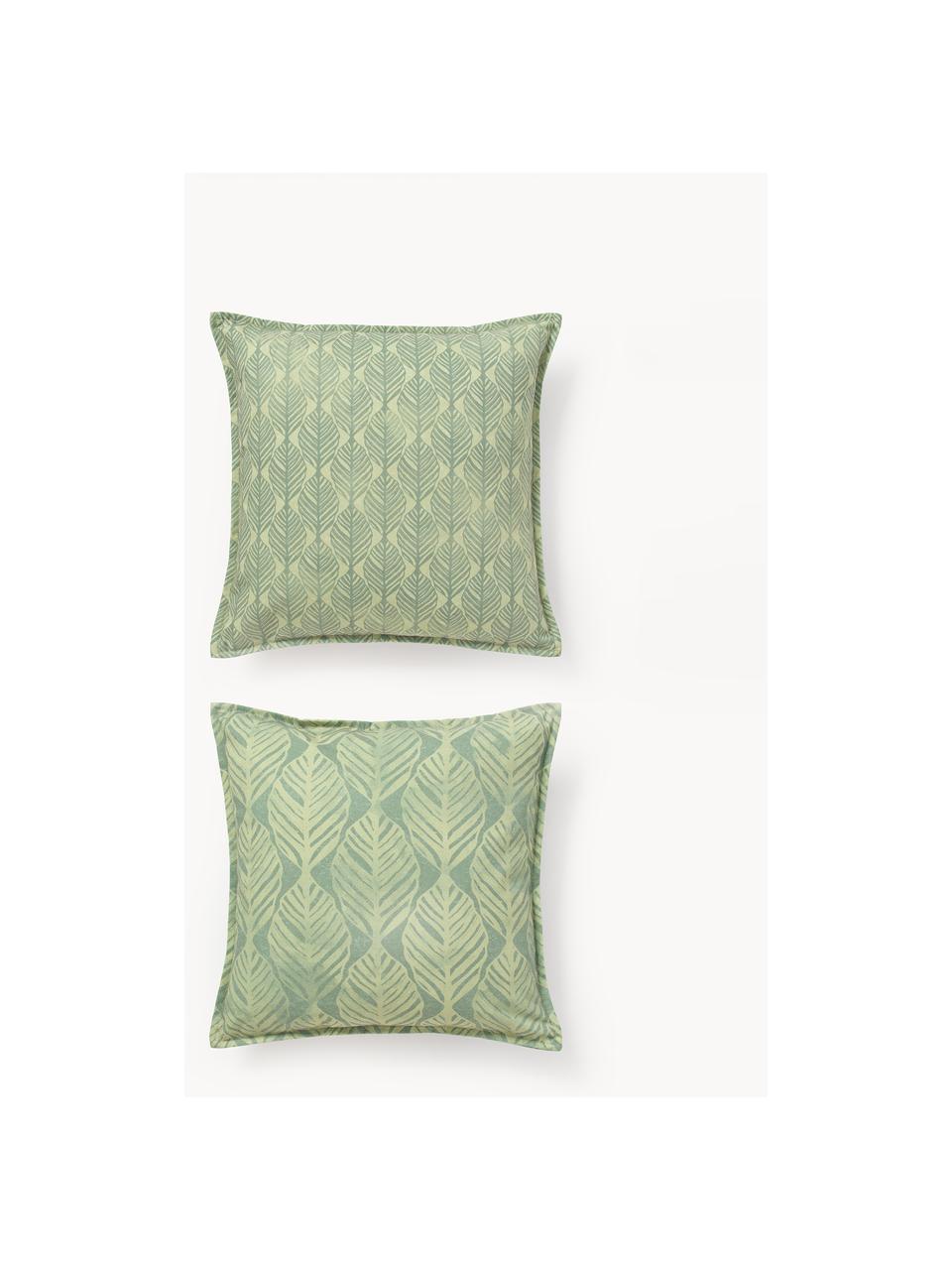 Housses de coussin avec motif graphique Armanda, lot de 2, 80 % polyester, 20 % coton, Tons verts, larg. 45 x long. 45 cm