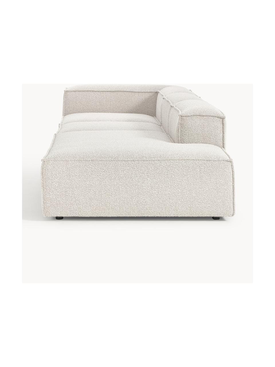 Diván modular grande en tejido bouclé Lennon, Tapizado: tejido bouclé (100% polié, Estructura: madera contrachapada de p, Patas: plástico Este producto es, Bouclé Off White, An 357 x F 119 cm, reposabrazos izquierdo