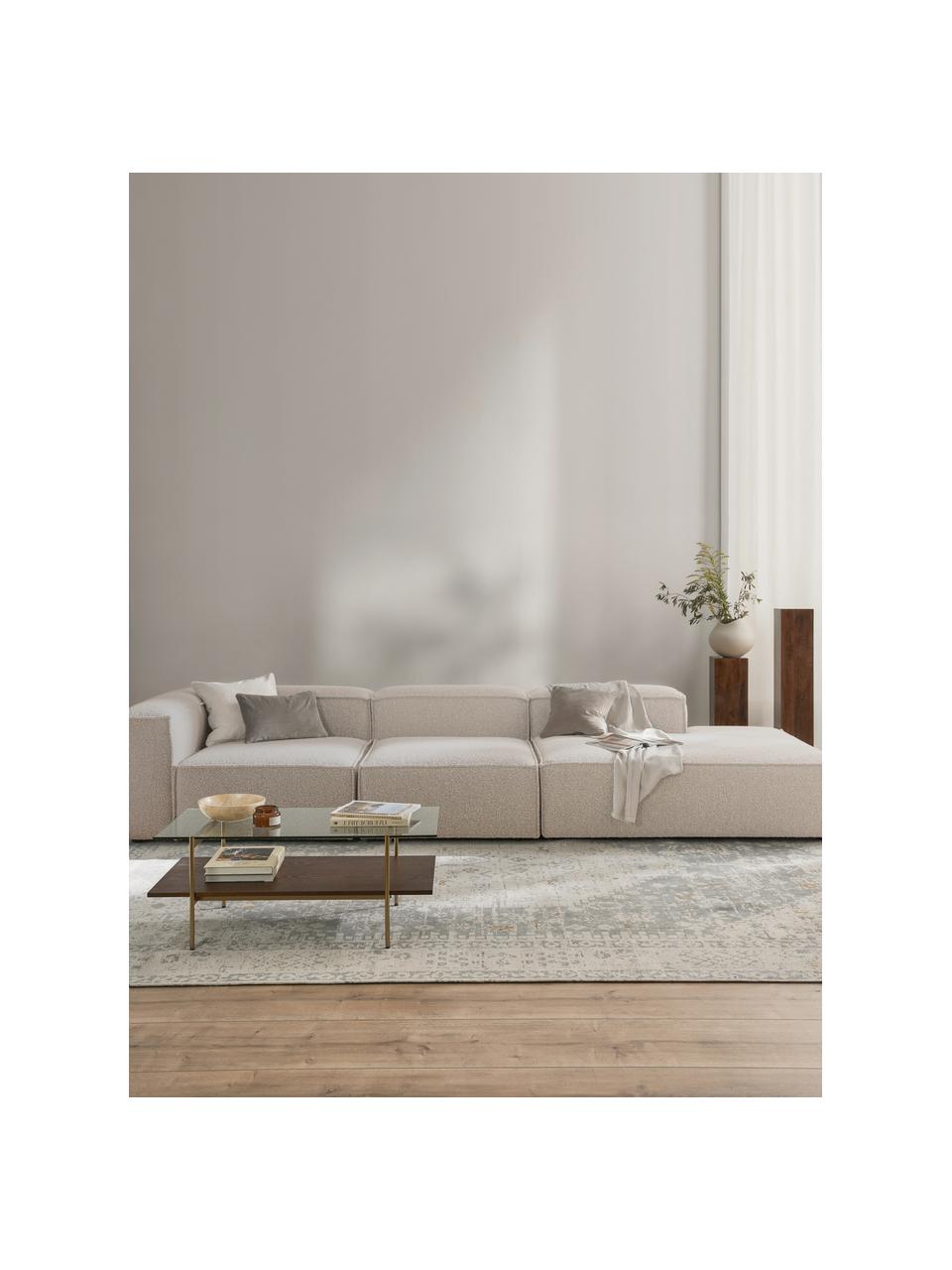 Modulaire XL chaise longue Lennon uit bouclé, Bekleding: bouclé (100% polyester) M, Frame: massief grenenhout, multi, Poten: kunststof Dit product is , Bouclé gebroken wit, B 357 x D 119 cm, armleuning links