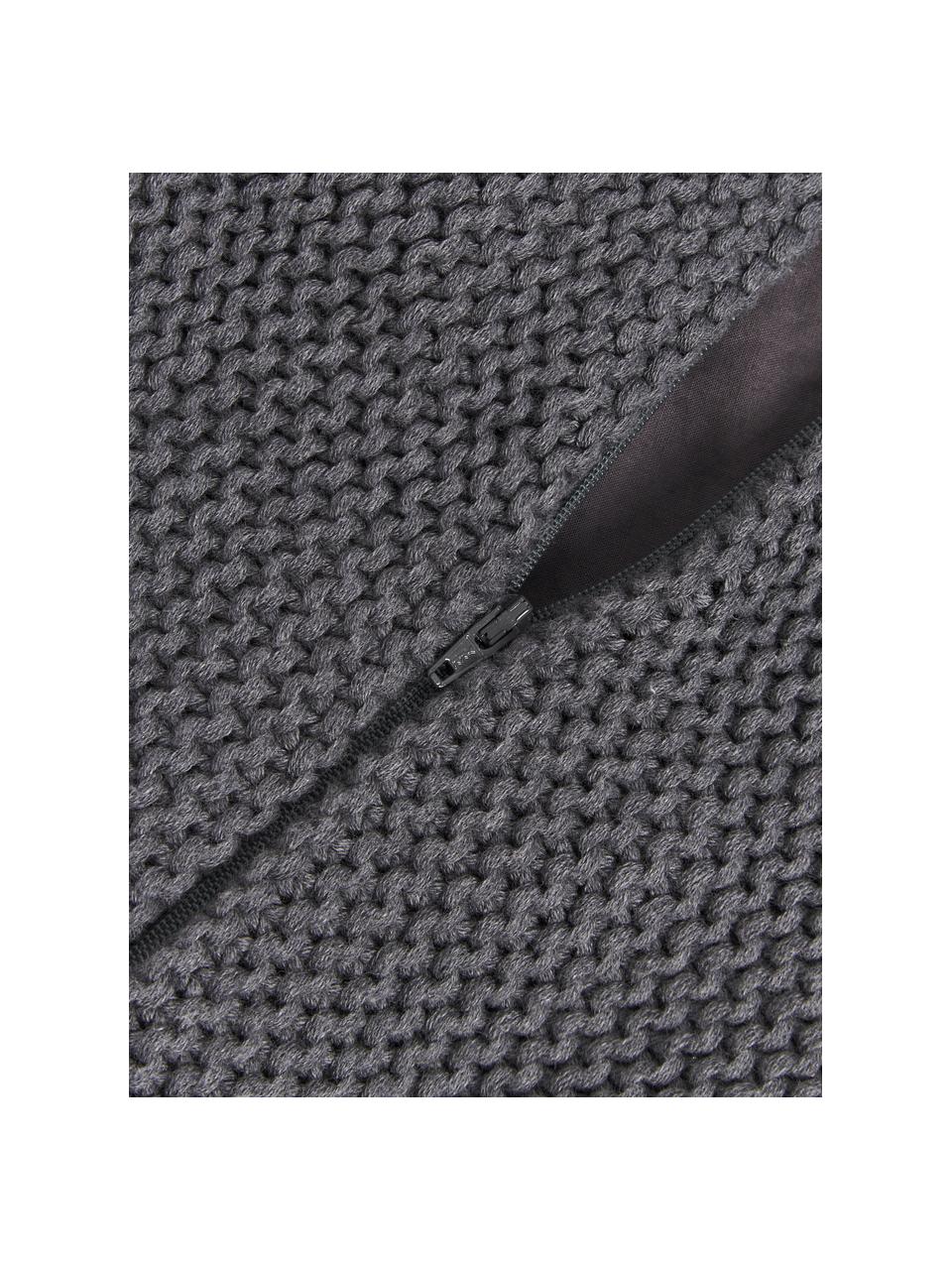 Housse de coussin en tricot Adalyn, 100 % coton bio, certifié GOTS, Gris foncé, larg. 30 x long. 50 cm