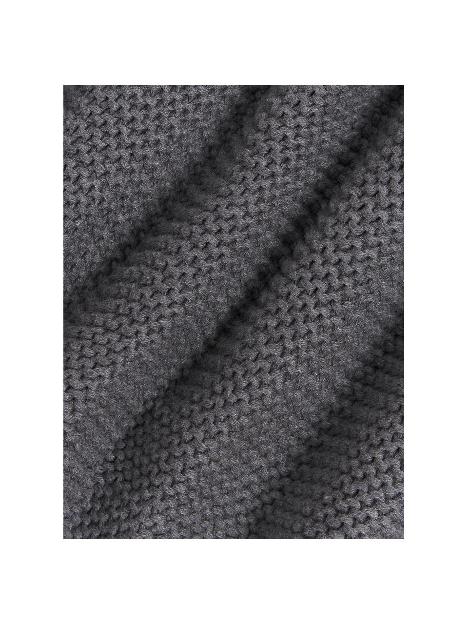 Copricuscino tessuto a maglia in cotone organico Adalyn, 100% cotone organico certificato GOTS, Grigio scuro, Larg. 30 x Lung. 50 cm