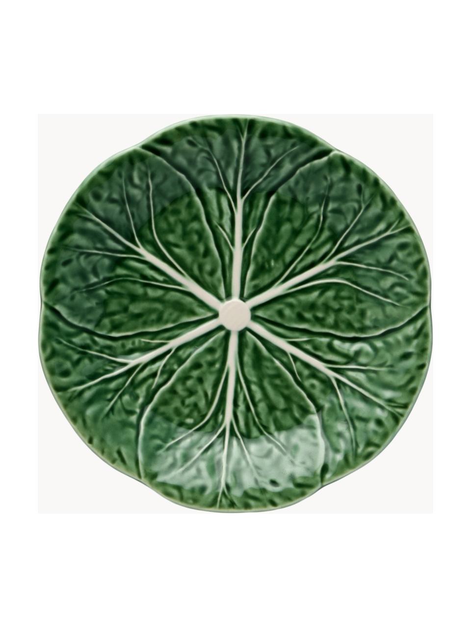Ręcznie malowany talerz śniadaniowy Cabbage, 2 szt., Kamionka, Ciemny zielony, Ø 19 cm