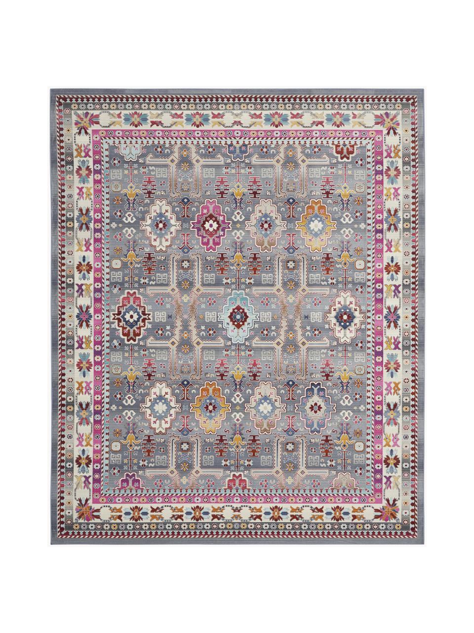 Tappeto Vintage Kashan, Retro: lattice, Blu, rosa, Larg. 121 x Lung. 173 cm (taglia S)