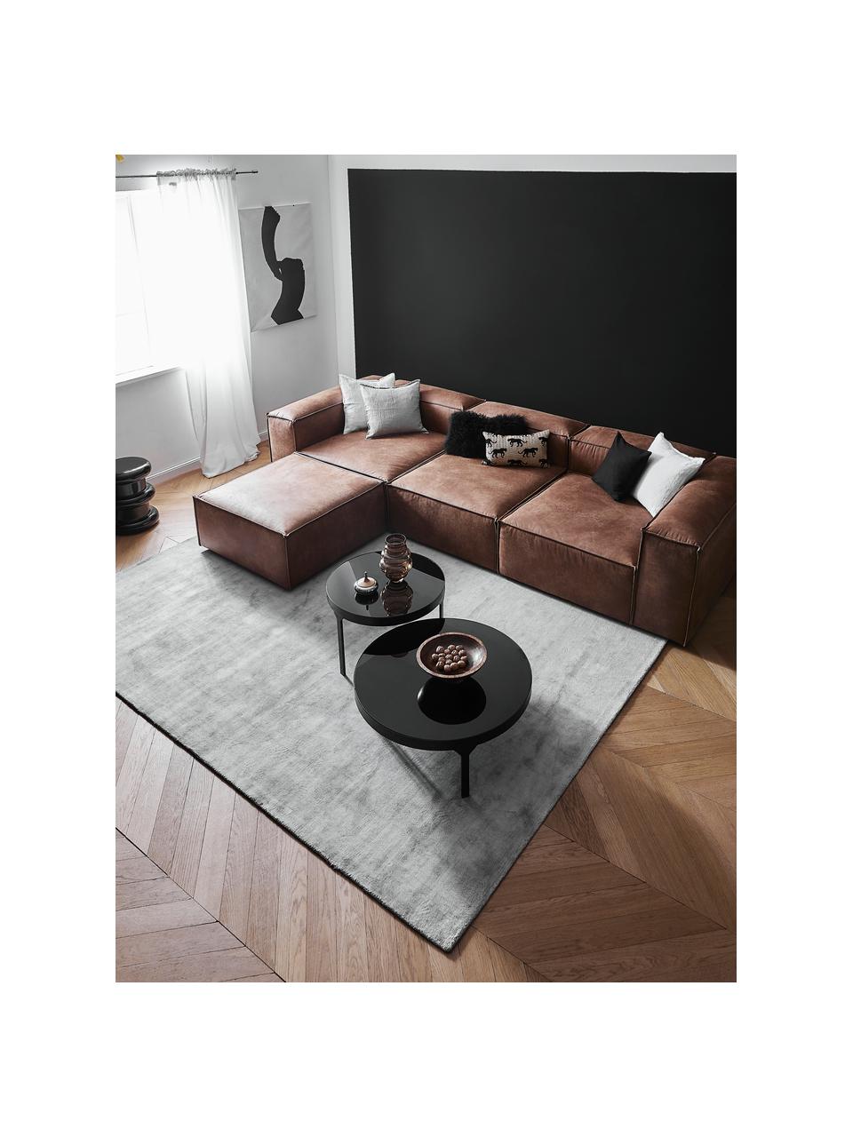 Sofa modułowa ze skóry z recyklingu Lennon (4-osobowa), Tapicerka: skóra z recyklingu (70% s, Stelaż: lite drewno, sklejka, Nogi: tworzywo sztuczne, Brązowa skóra, S 327 x G 119 cm