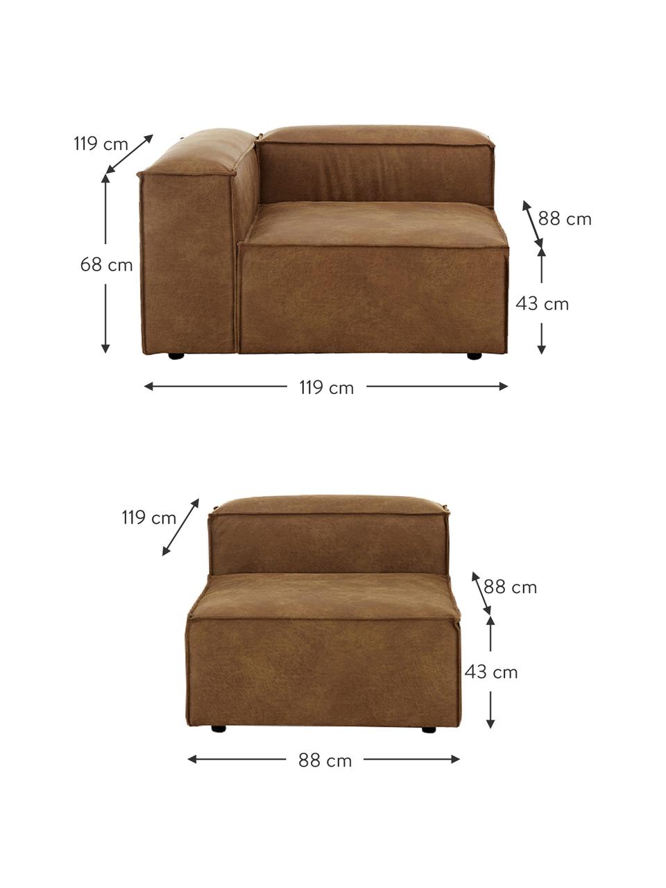 Modulares Sofa Lennon (4-Sitzer) aus recyceltem Leder, Bezug: Recyceltes Leder (70% Led, Gestell: Massives Kiefernholz, FSC, Füße: Kunststoff, Leder Braun, B 327 x T 119 cm