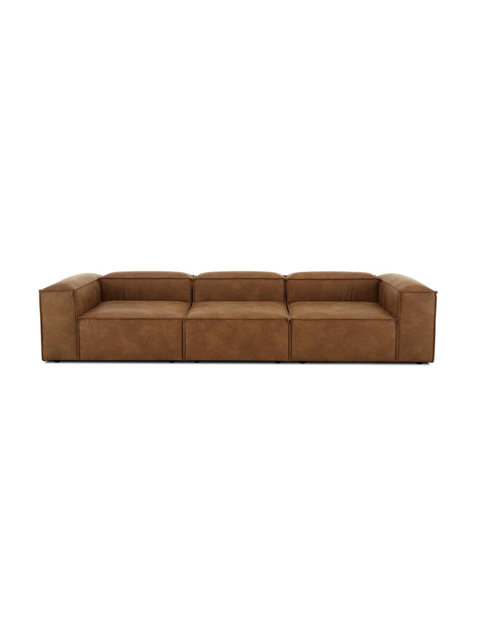 Modulárna pohovka z recyklovanej kože Lennon (4-miestna), Koža hnedá, Š 327 x H 119 cm