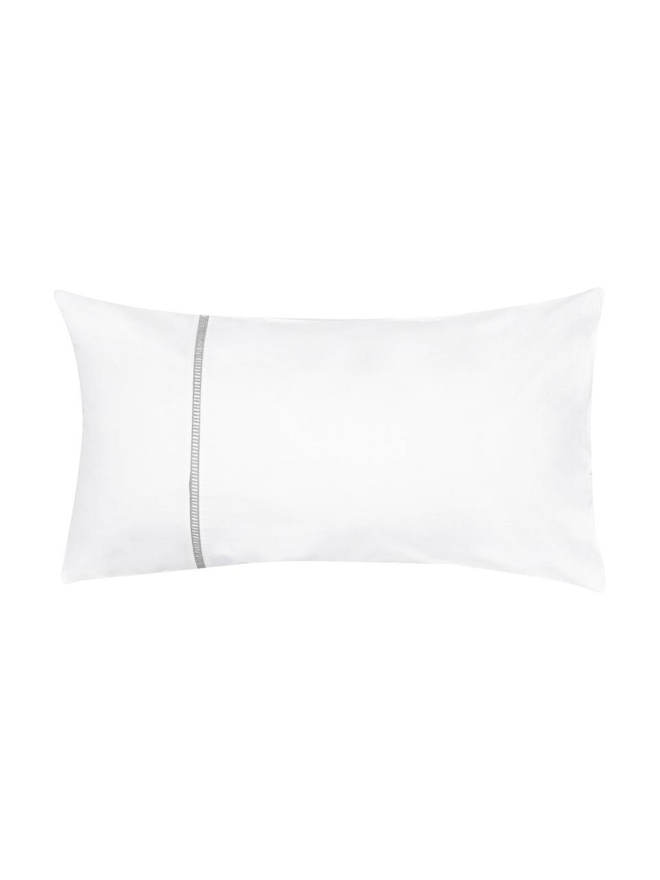 Poszewka na poduszkę z perkalu Mari, 2 szt., Biały, szary, S 40 x D 80 cm