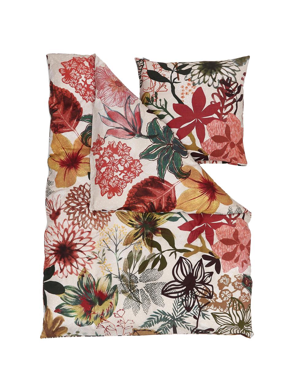Bavlnená posteľná bielizeň s farebným kvetinovým vzorom FIori, Béžová, viacfarebná
