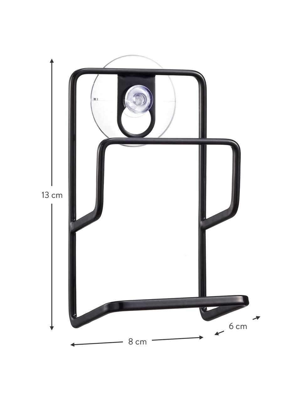 Organizador de estropajos Tower, Acero recubierto, Negro, An 8 x Al 13 cm