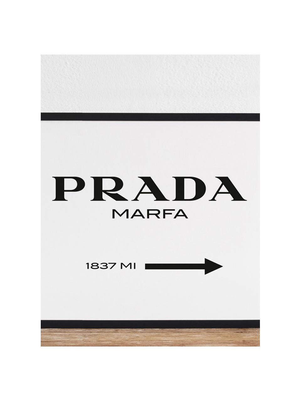 Oprawiony druk cyfrowy Prada Marfa, Czarny, biały, S 43 x W 33 cm