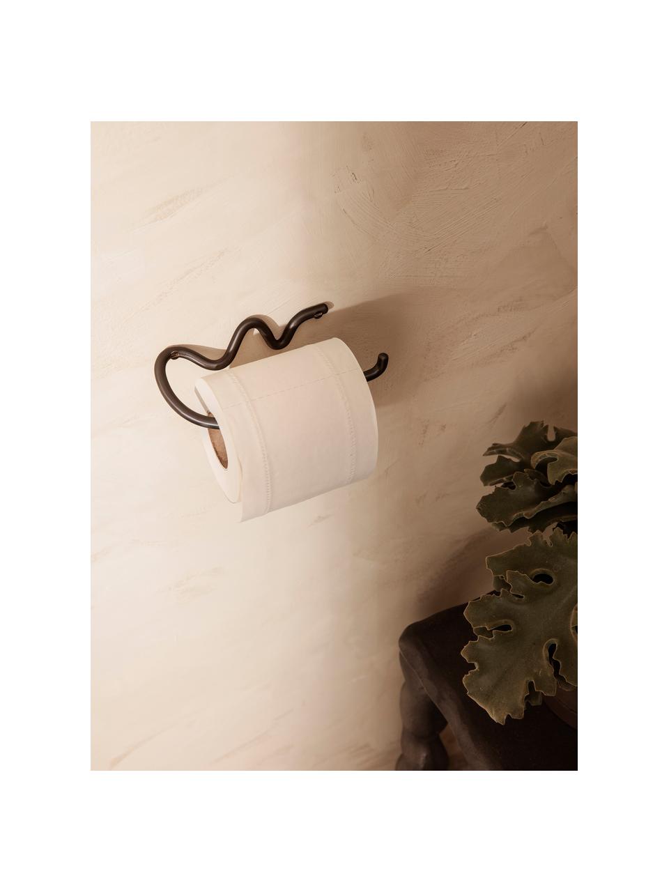 Handgefertigter Wand-Toilettenpapierhalter Curvature aus Metall, Messing, lackiert, Schwarz, matt, B 15 x H 5 cm