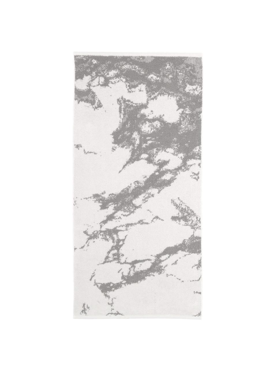 Handdoekenset Malin met marmer-print, 3-delig, Grijs, crèmewit, Set met verschillende formaten