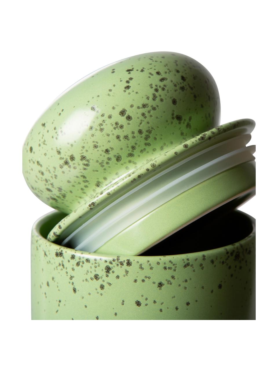 Handgemaakte opberbox jaren 70, Keramiek, Lichtgroen, Ø 11 x H 23 cm
