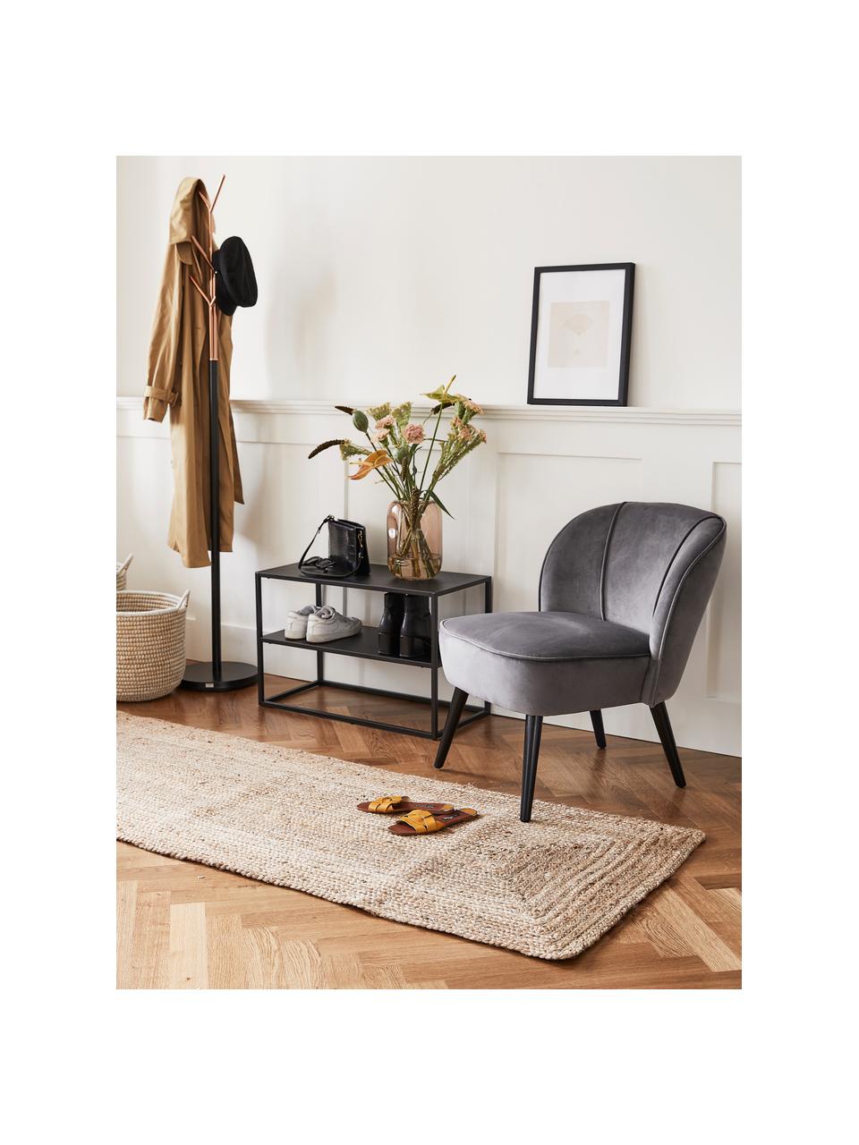 Fluwelen stoel Lucky, Bekleding: fluweel (polyester), Poten: rubberhout, gelakt, Bekleding: donkergrijs. Poten: zwart, B 59 x D 68 cm