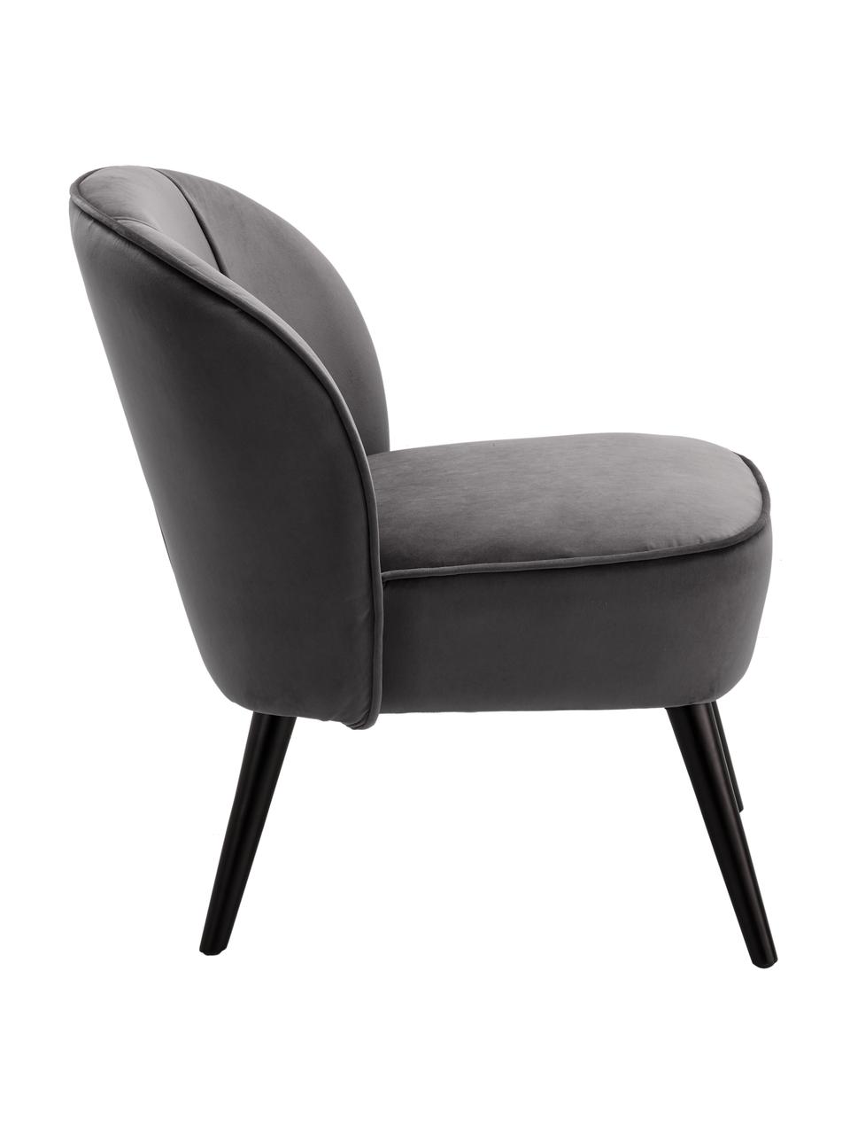 Fauteuil cocktail en velours Lucky, Velours gris foncé, larg. 59 x prof. 68 cm