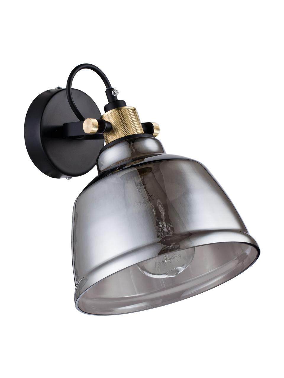 Kinkiet regulowany ze szkła dymnego Irving, Stelaż: metal powlekany, Szary, odcienie złotego, G 25 x W 27 cm