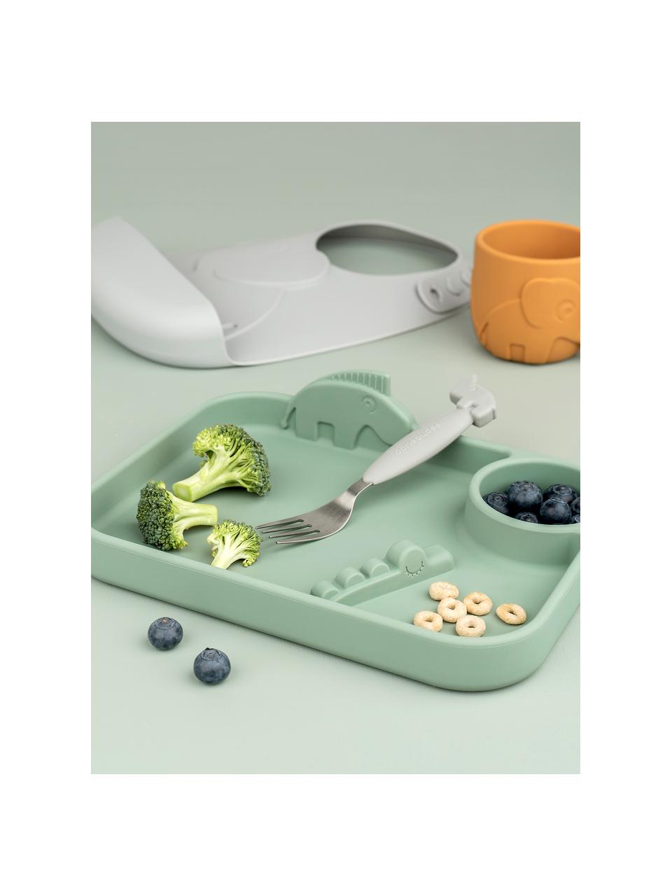 Kinderbord Peekaboo, 100% siliconen, Saliegroen, B 22 x H 5 cm