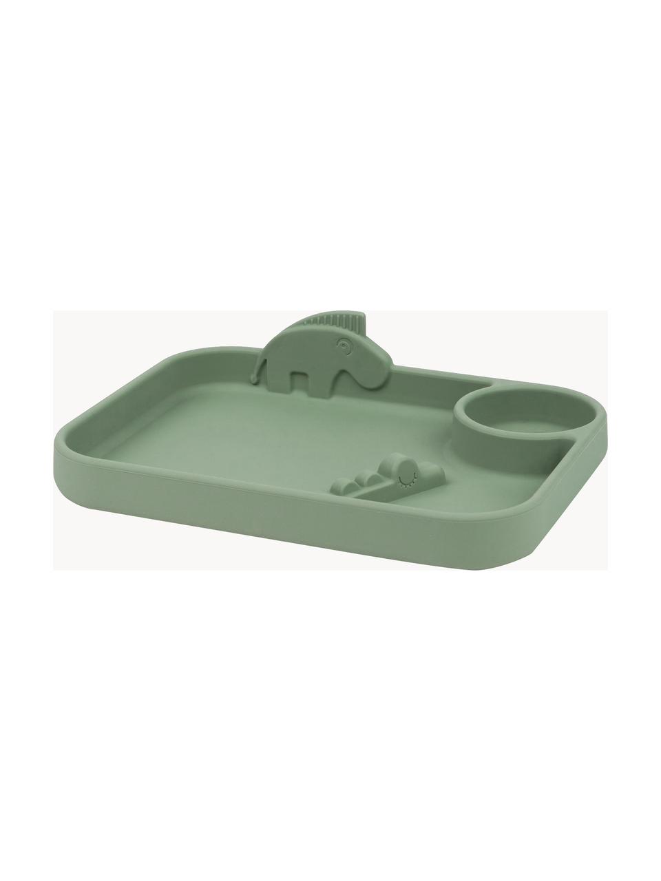 Piatto per bambini Peekaboo, 100% silicone, Verde salvia, Larg. 22 x Alt. 5 cm