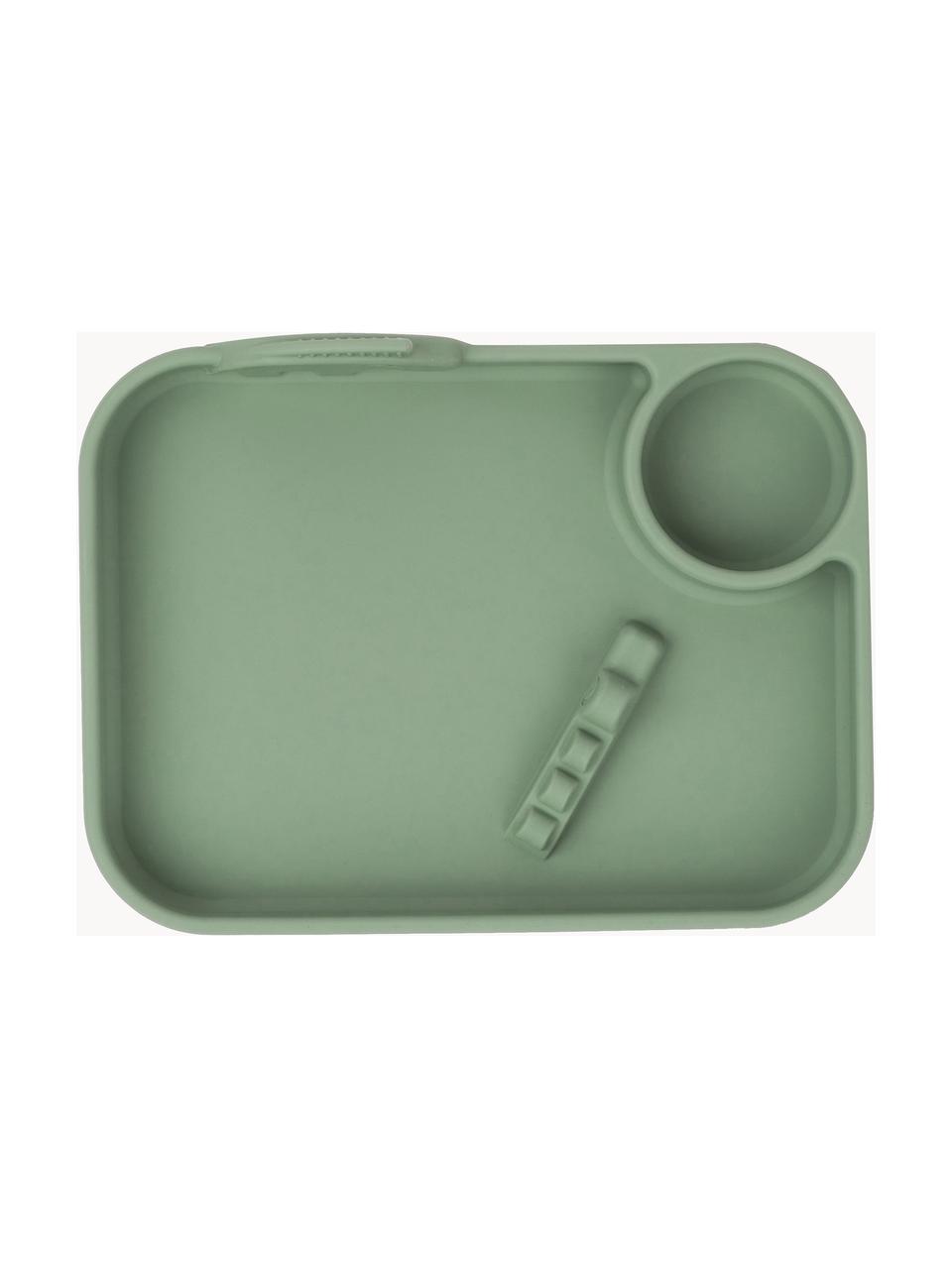 Piatto per bambini Peekaboo, 100% silicone, Verde salvia, Larg. 22 x Alt. 5 cm