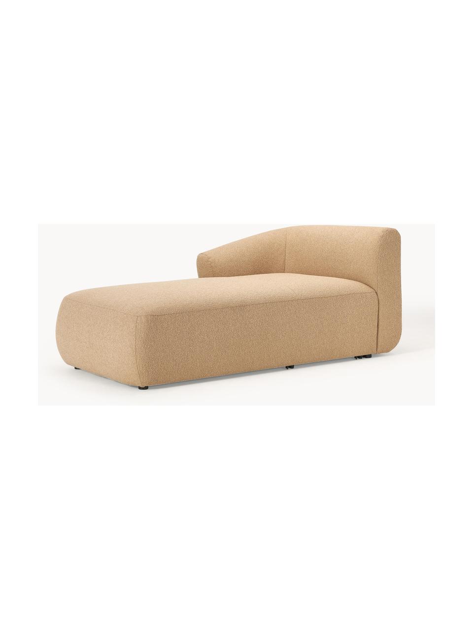 Modulo angolare in tessuto bouclé Sofia, Rivestimento: bouclé (100% poliestere) , Struttura: legno di abete rosso, tru, Piedini: plastica Questo prodotto , Bouclé beige, Larg. 185 x Prof. 92 cm, chaise longue a sinistra