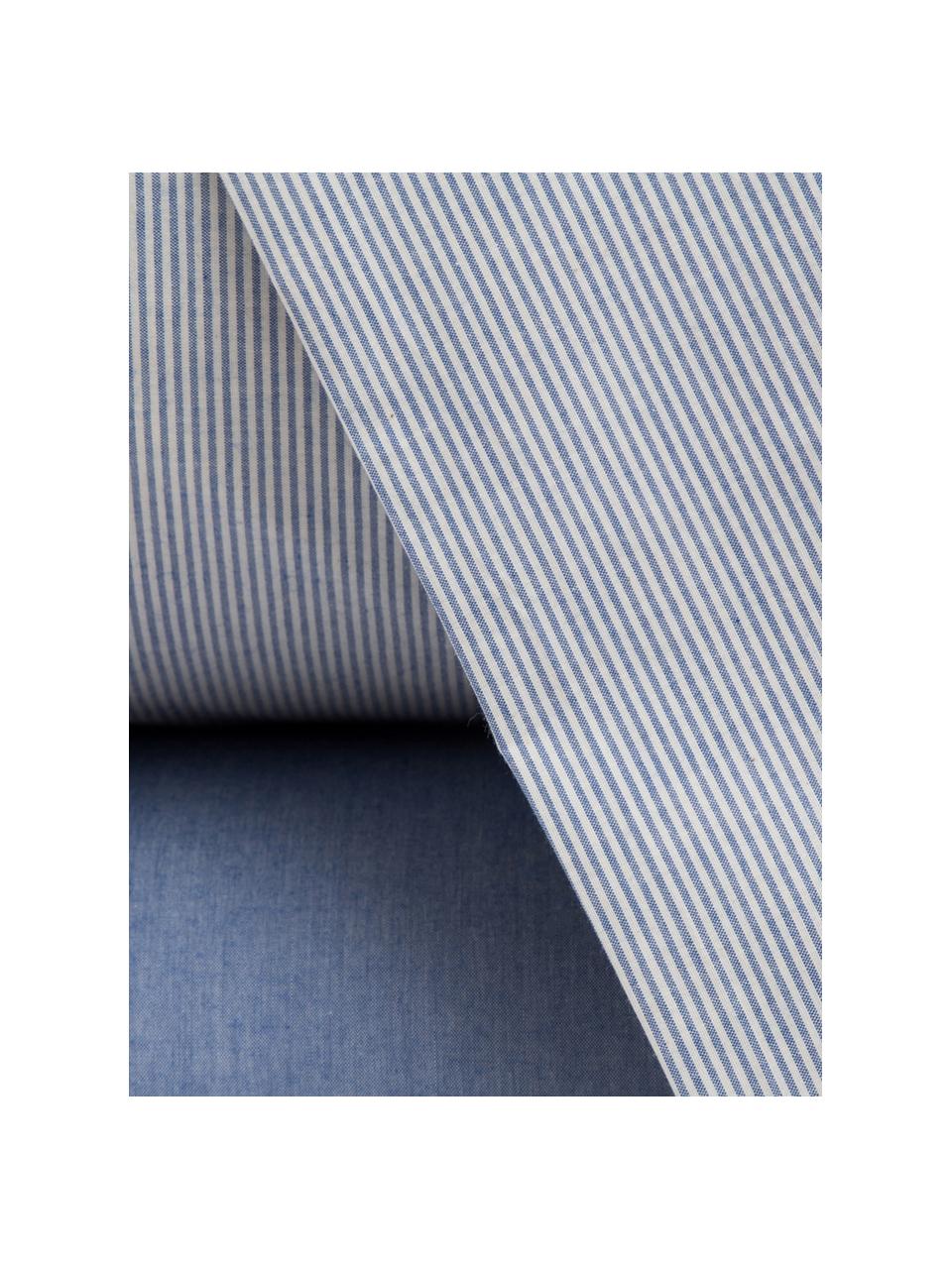 Completo copripiumino in percalle Stripes, Tessuto: percalle, Azzurro, blu marino, 250 x 260 cm + 2 federe + 1 lenzuolo con angoli