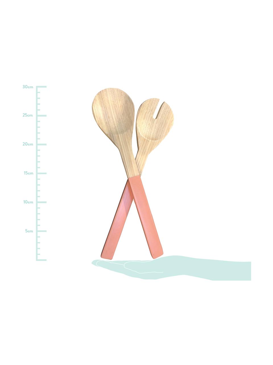 Komplet sztućców do sałatek Bambus, 2 elem., Drewno bambusowe, Blady różowy, D 30 cm