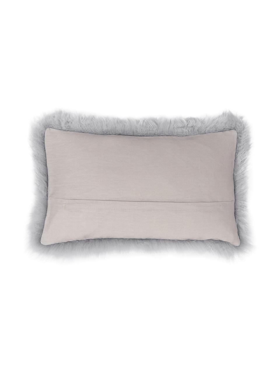 Housse de coussin en peau de mouton grise Oslo, lisse, Gris, larg. 30 x long. 50 cm