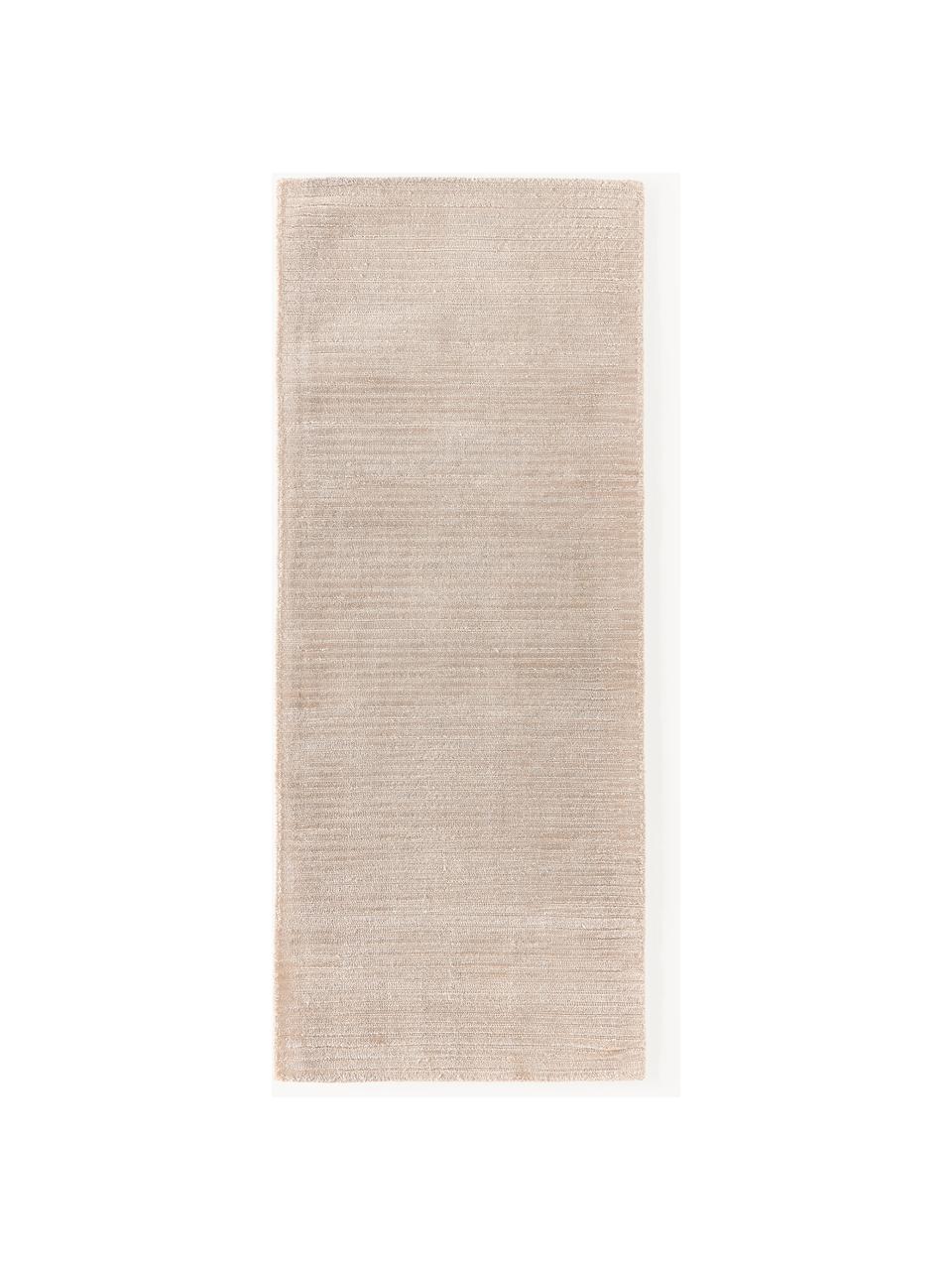 Flauschiger Hochflor-Läufer Wes mit Hoch-Tief-Struktur, handgewebt, 100 % Polyester, GRS-zertifiziert, Beige, B 80 x L 200 cm