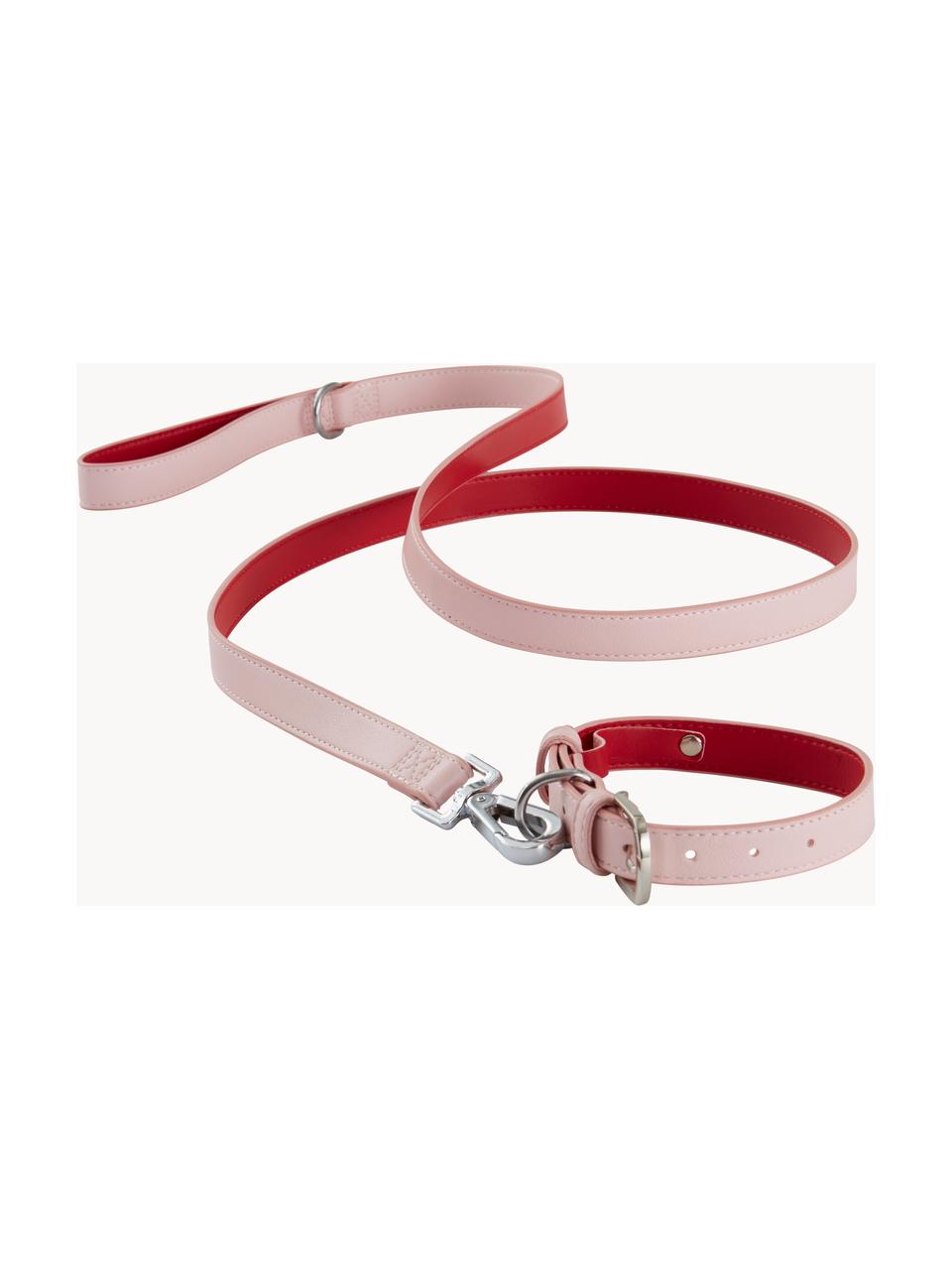 Haustier-Halsband Inu, Kunstleder, Hellrosa, Rot, L 30/38 cm