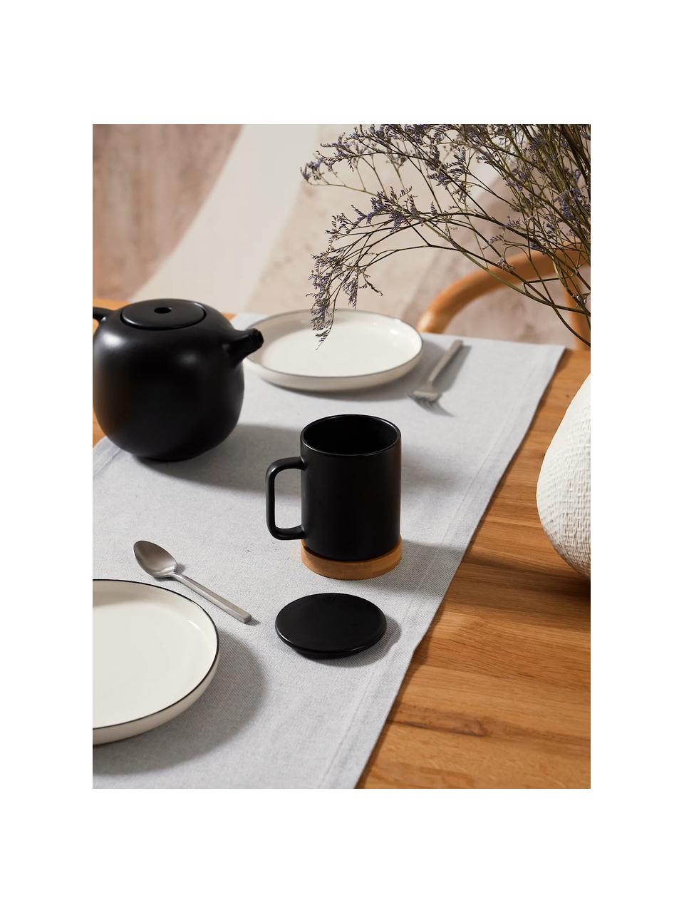 colore: nero grande 400 ml in ceramica in porcellana con legno di palissandro da ammollo per tè sfuso o sacchetto 400 ml Tazza da tè con coperchio e colino 
