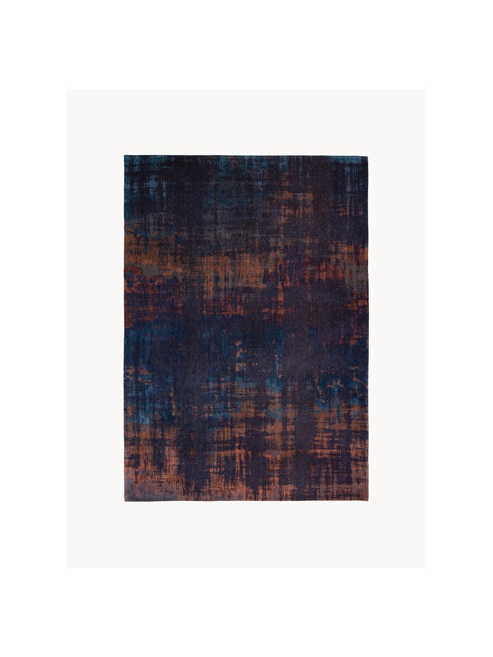 Tapis avec motif abstrait Sunset, 100 % polyester, Bleu foncé, terracotta, larg. 80 x long. 150 cm (taille XS)