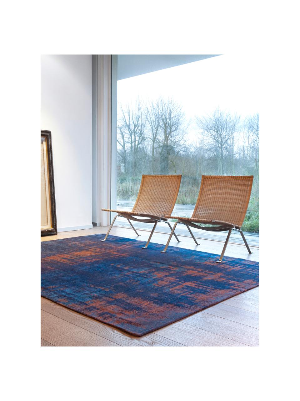 Teppich Sunset mit abstraktem Muster, 100 % Polyester, Dunkelblau, Terrakotta, B 80 x L 150 cm (Grösse XS)