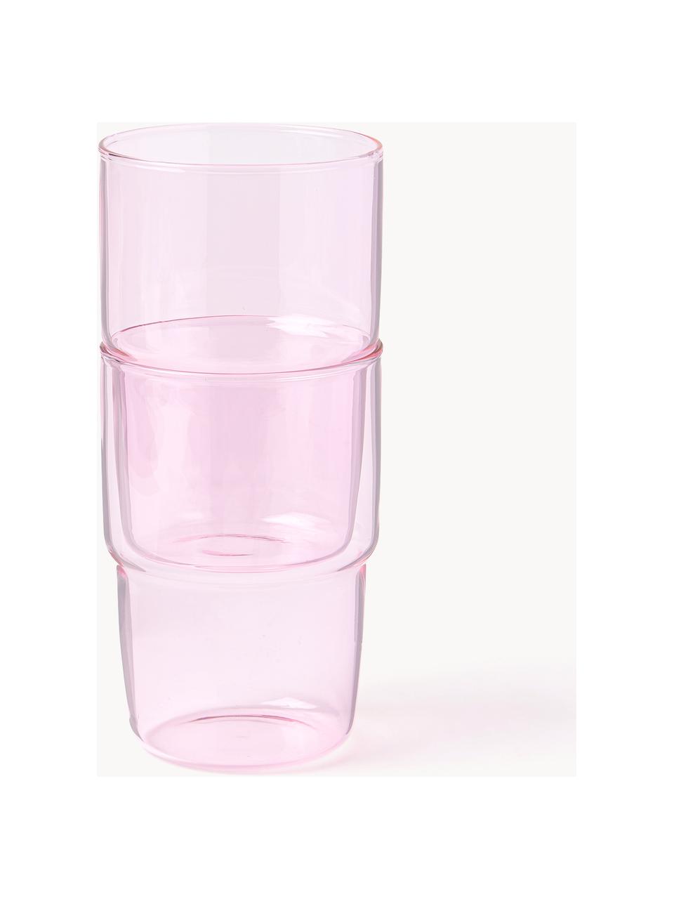 Szklanka ze szkła borokrzemowego Torino, 2 szt., Szkło borokrzemowe, Blady różowy, transparentny, Ø 8 x W 12 cm, 400 ml