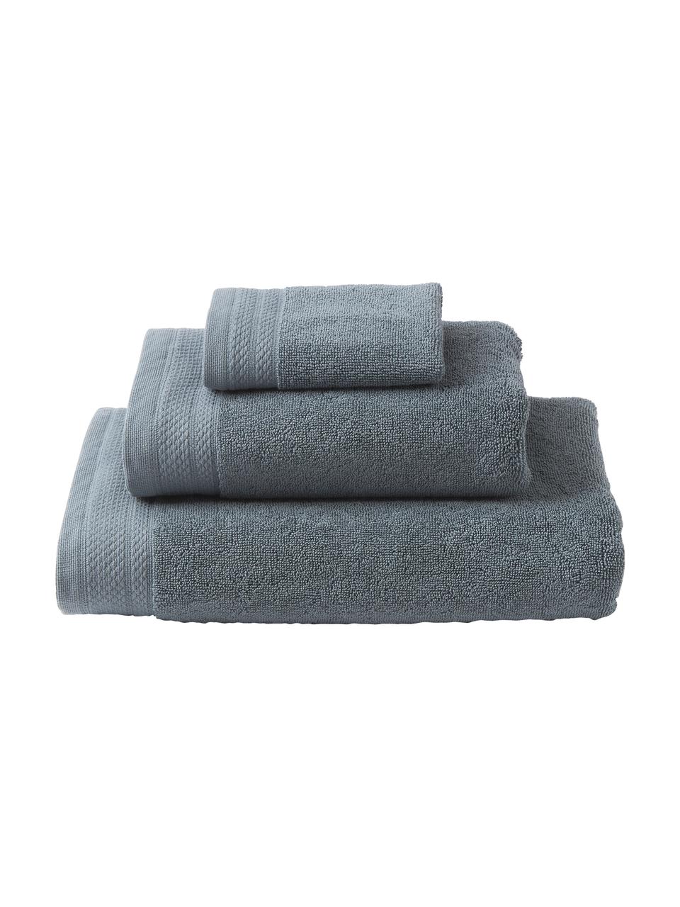 Komplet ręczników z bawełny organicznej Premium, 3 elem., Niebieski, Komplet z różnymi rozmiarami