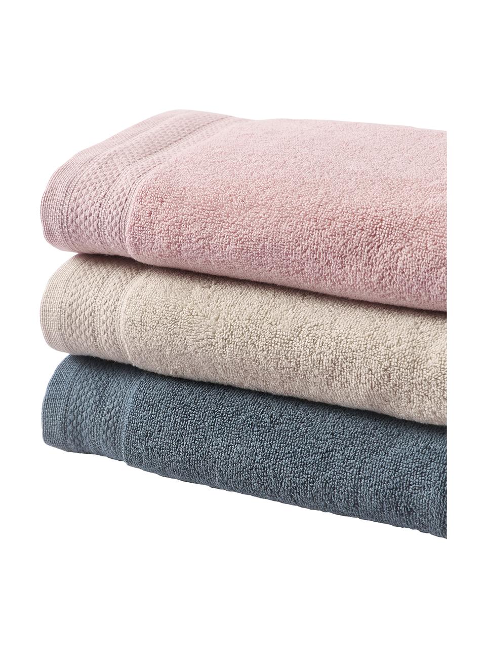 Set 3 asciugamani in cotone organico Premium, 100% cotone organico certificato GOTS (da GCL International, GCL-300517).
Qualità pesante, 600 g/m², Blu scuro, Set in varie misure